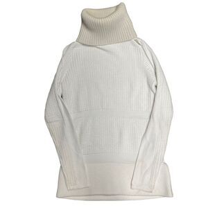 Helmut Lang cream long cowl neck turtleneck sweater in medium